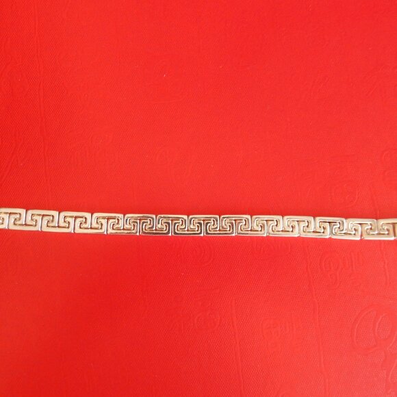 Mint Vtg.Millor Italy 925 Sterling Silver 23.06g Greek Key Bracelet Unisex - Picture 9 of 15